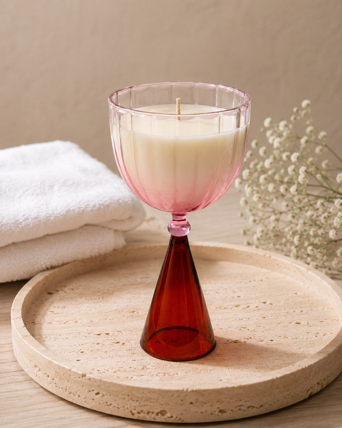 Pink Chalice ( Borosil glass candle)